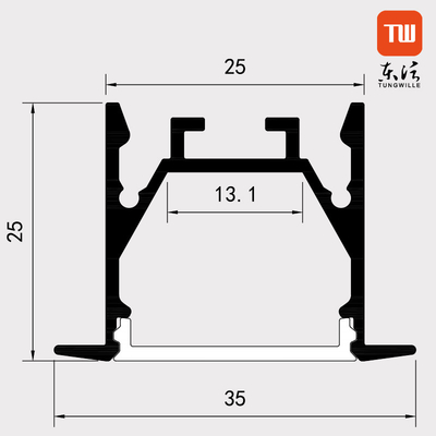 Τοποθετημένο σχεδιάγραμμα 25×25MM λουρίδων των οδηγήσεων αλουμινίου για το γραφείο ντουλαπιών
