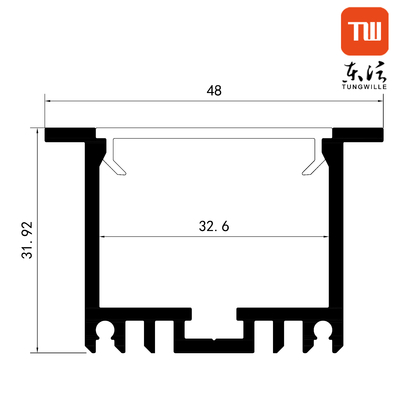 Alloy 6063 Wall Recessed Suspended Led Channel Aluminium 48x32mm