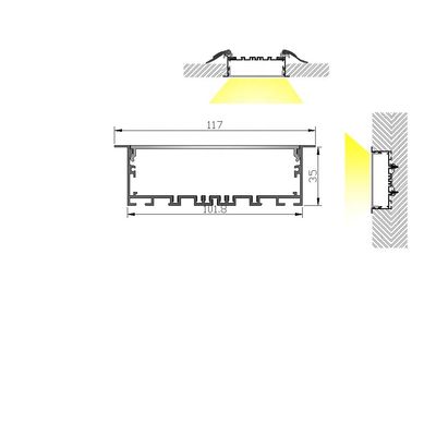 Τοποθετημένο οδηγήσεων ασβεστοκονιάματος αργιλίου λουρίδων οδηγήσεων σχεδιάγραμμα των ελαφριών κανάλι που προσαρμόζεται που υποβάλλεται σε ανοδική οξείδωση