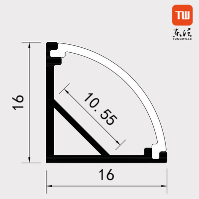Σχεδιάγραμμα 16MM X 16MM των μαύρων οδηγήσεων γωνιών υλικό κραμάτων αργιλίου για τη λουρίδα των οδηγήσεων