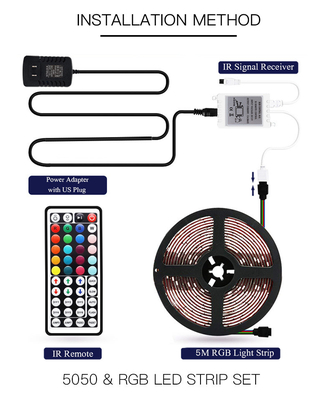 Φω'τα 12V 44 λουρίδων των RGB ζωηρόχρωμων έξυπνων οδηγήσεων βασικός υπέρυθρος cOem τηλεχειρισμού