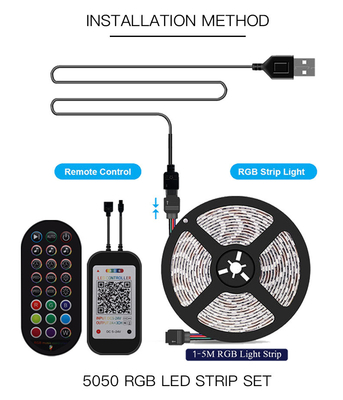 Φω'τα 5050 λουρίδων των έξυπνων οδηγήσεων USB 5V RGB χρώμα για το πιστοποιητικό CE υποβάθρου TV